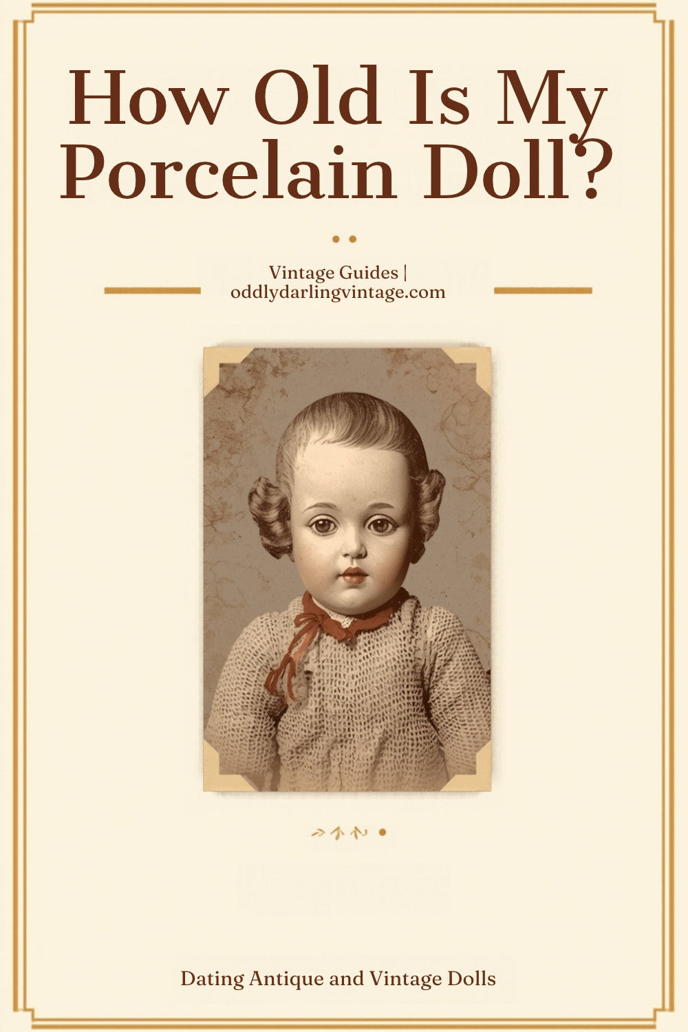 How Old Is My Porcelain Doll? Dating guide header with Kestner doll reference book, Oddly Darling Vintage
