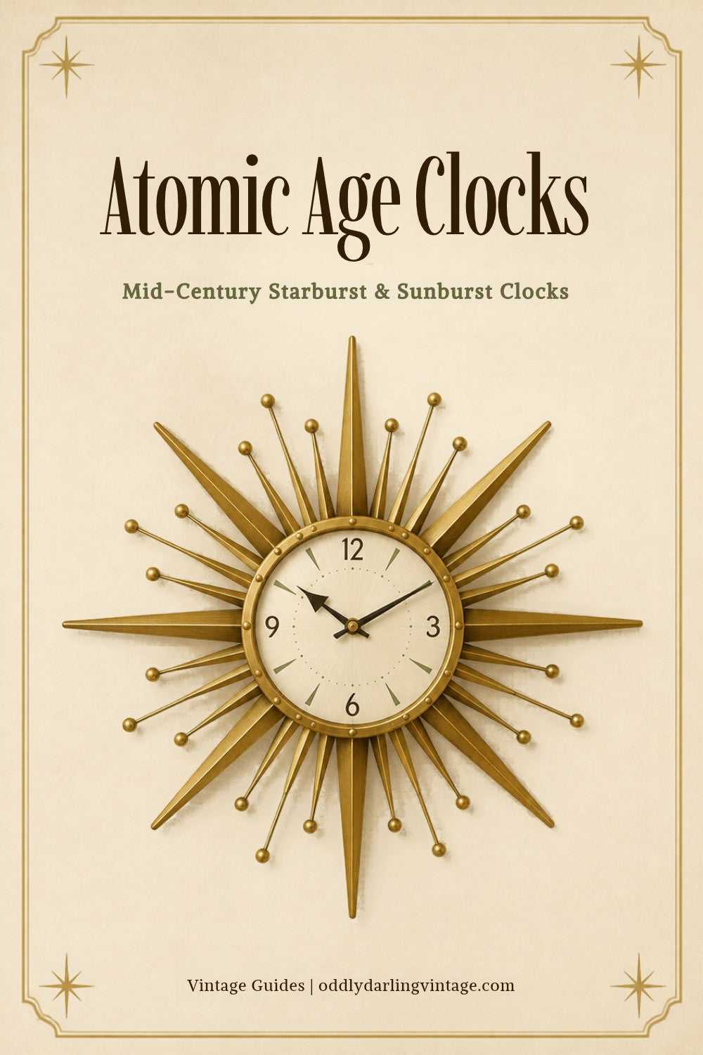 Atomic Age Starburst Clocks guide header, Oddly Darling Vintage