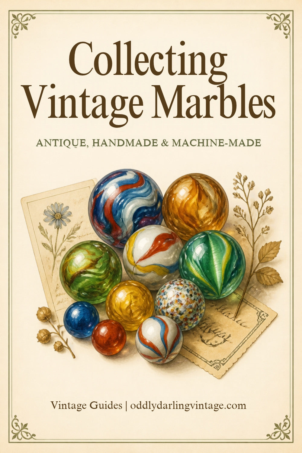 Collecting Vintage Marbles guide header, Oddly Darling Vintage