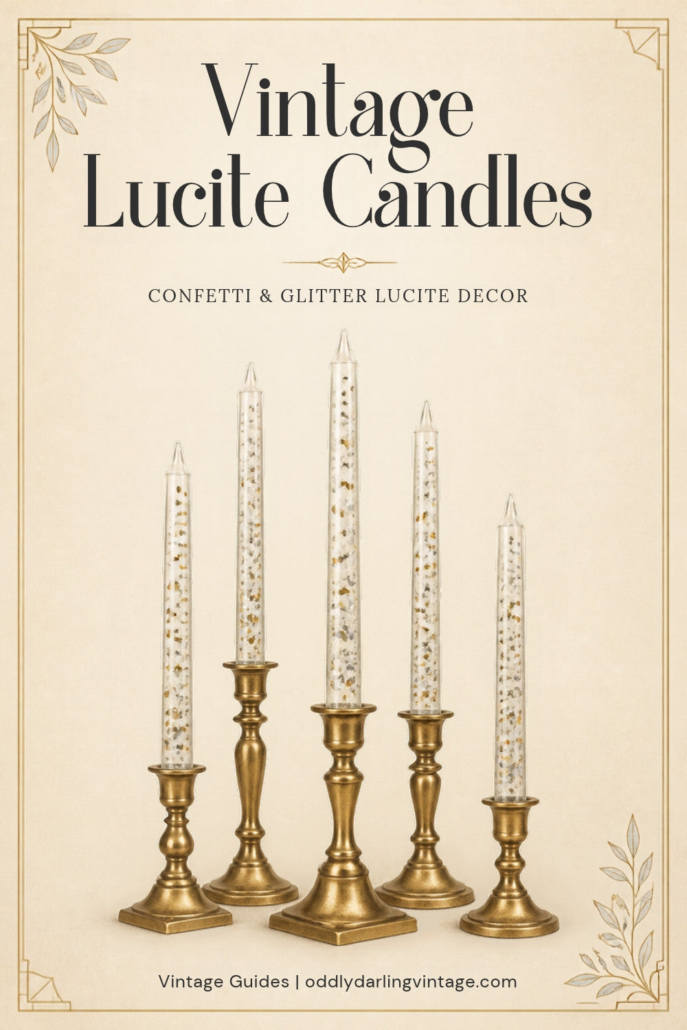 Vintage Lucite taper candles guide header, Oddly Darling Vintage