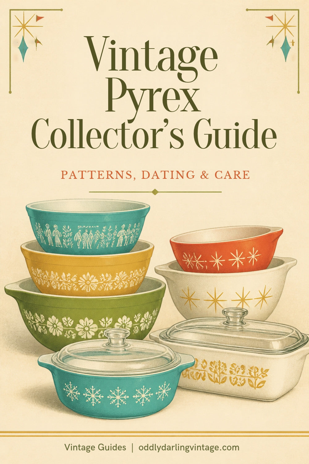 Vintage Pyrex collector's guide header, Oddly Darling Vintage