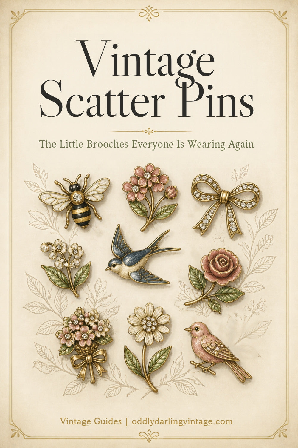 Vintage Scatter Pins guide header, Oddly Darling Vintage