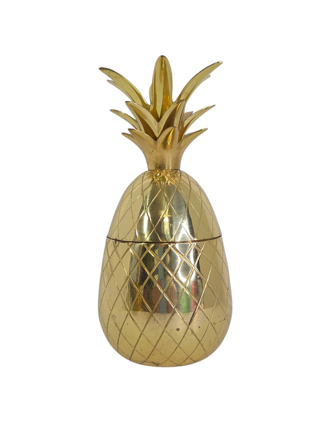 Vintage solid brass pineapple lidded container