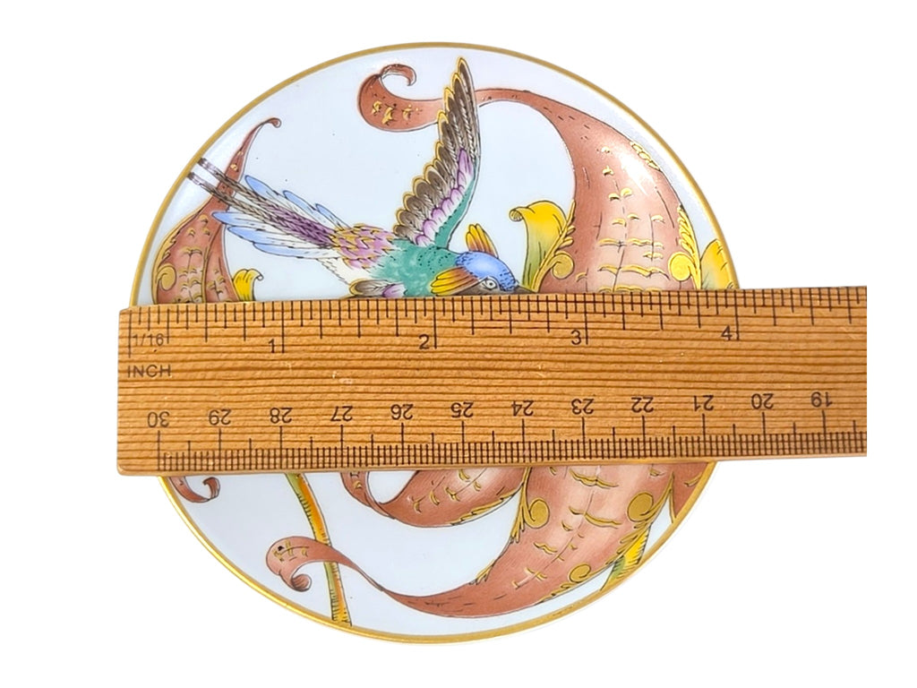 Hutschenreuther hummingbird mini plate with a ruler, about 4 inches across