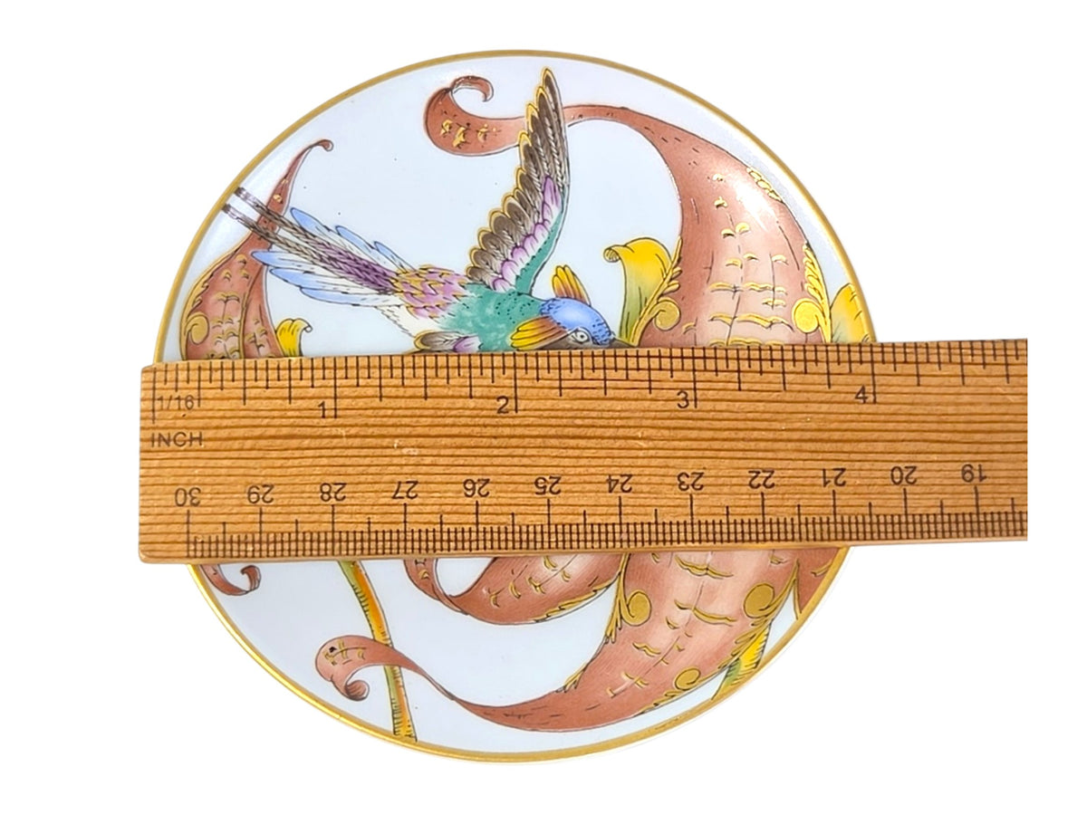 Hutschenreuther hummingbird mini plate with a ruler, about 4 inches across