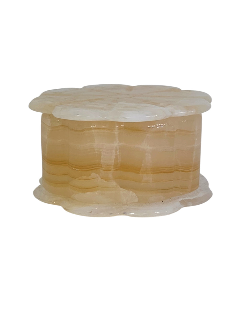 Top of the onyx box lid showing natural crystal lines and a faint ring mark in the center