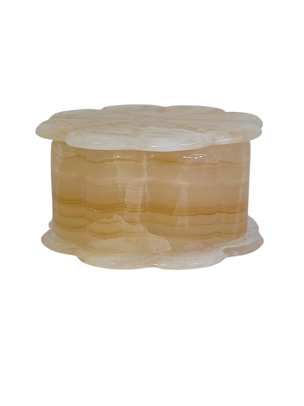 Top of the onyx box lid showing natural crystal lines and a faint ring mark in the center