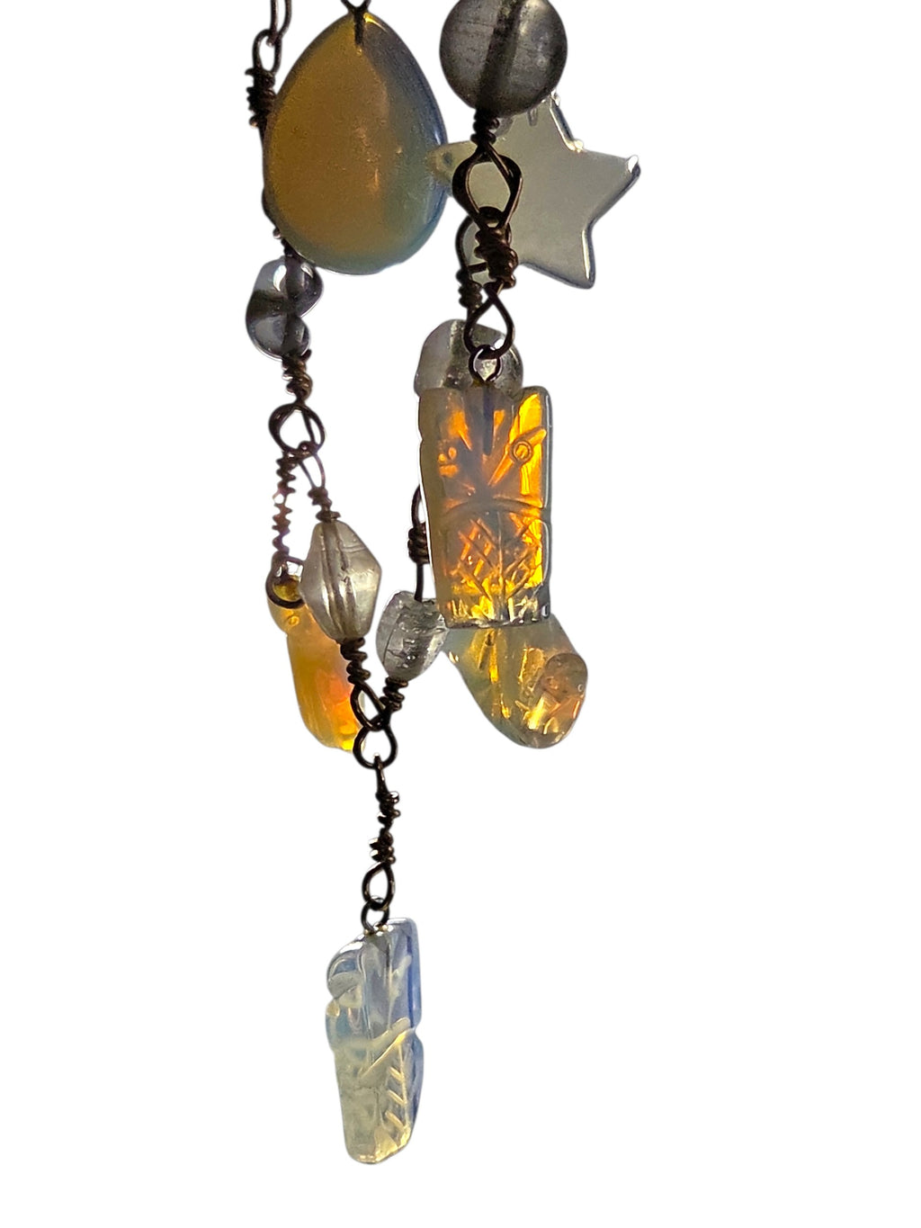 Handmade Opalite Charm Bracelet | Wire Wrapped Gold-Tone – Oddly ...