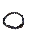 Genuine freshwater pearl stretch bracelet on white, peacock black, purple, gray and bronze baroque pearls
