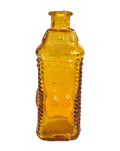 Oddly Darling Vintage miniature amber glass apothecary bottle with square shape and textured edges.