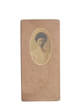 Oddly Darling Vintage Edwardian oval portrait of a young woman in a high-collar shirtwaist on an embossed card mount