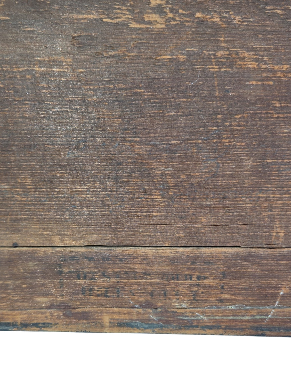 Oddly Darling Vintage mourning motto frame, close view of the aged dark wood.