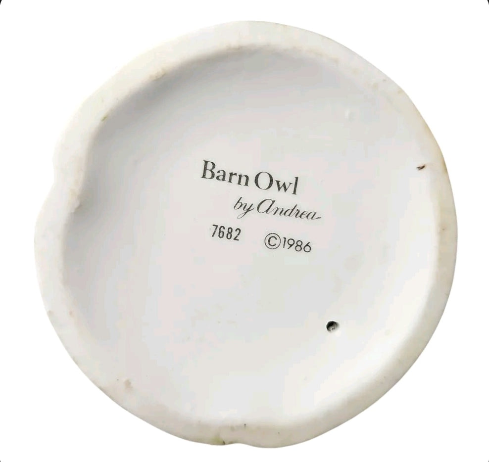 Oddly Darling Vintage Andrea by Sadek barn owl figurine base with 1986 copyright and model number 7682 stamp