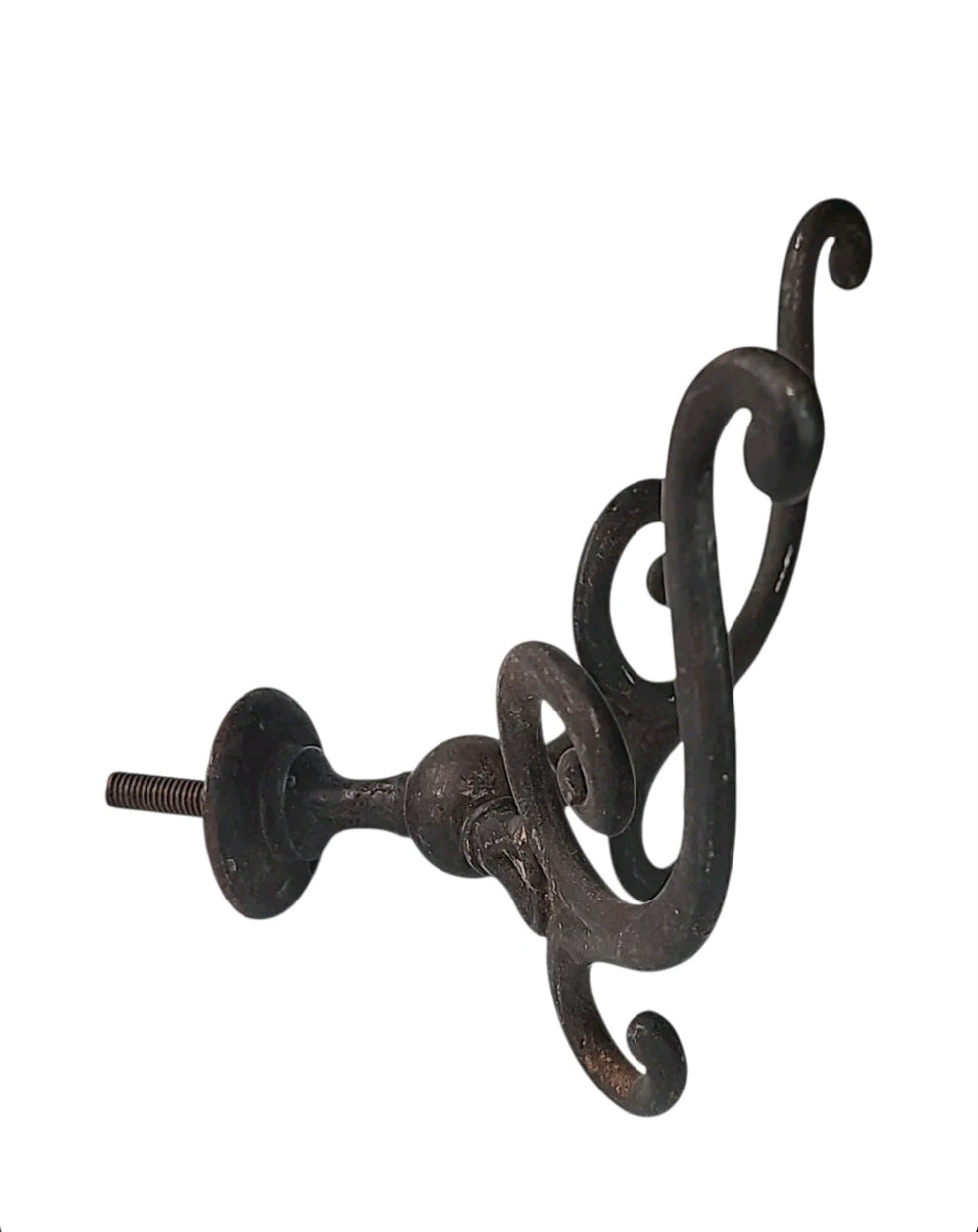 Oddly Darling Vintage ornate dark bronze metal wall hook with intricate scrollwork design for rustic home decor.