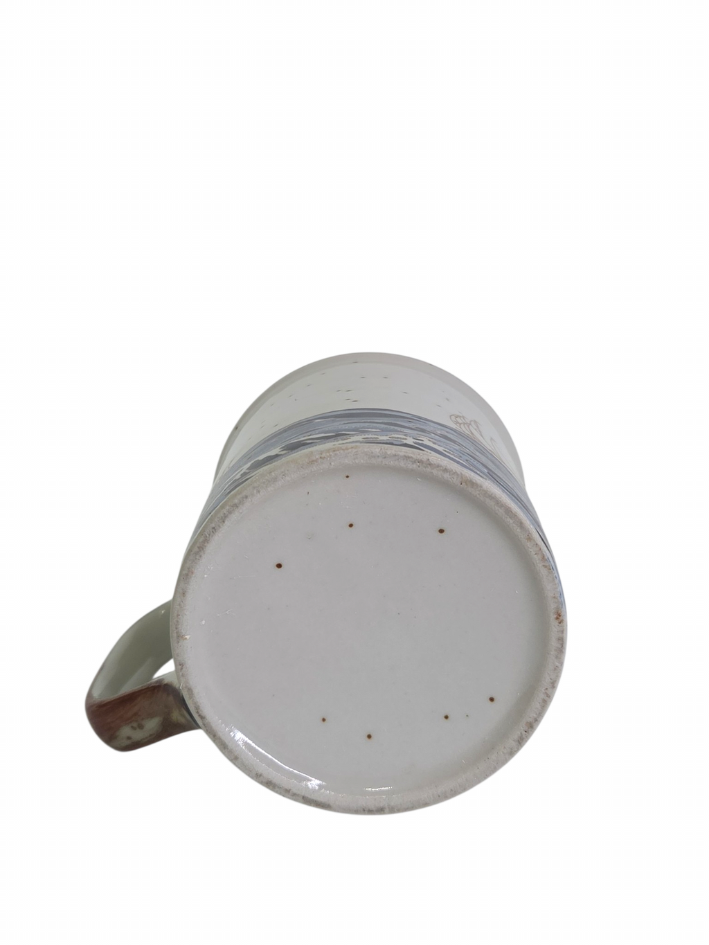 Oddly Darling Vintage ceramic coffee mug base with speckled off-white finish and brown handle detail