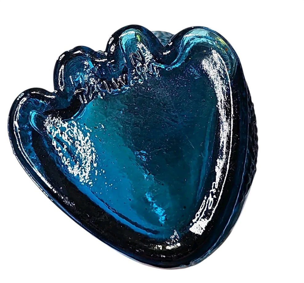 Oddly Darling Vintage cobalt blue glass poodle decanter base showing Taiwan mark on the bottom
