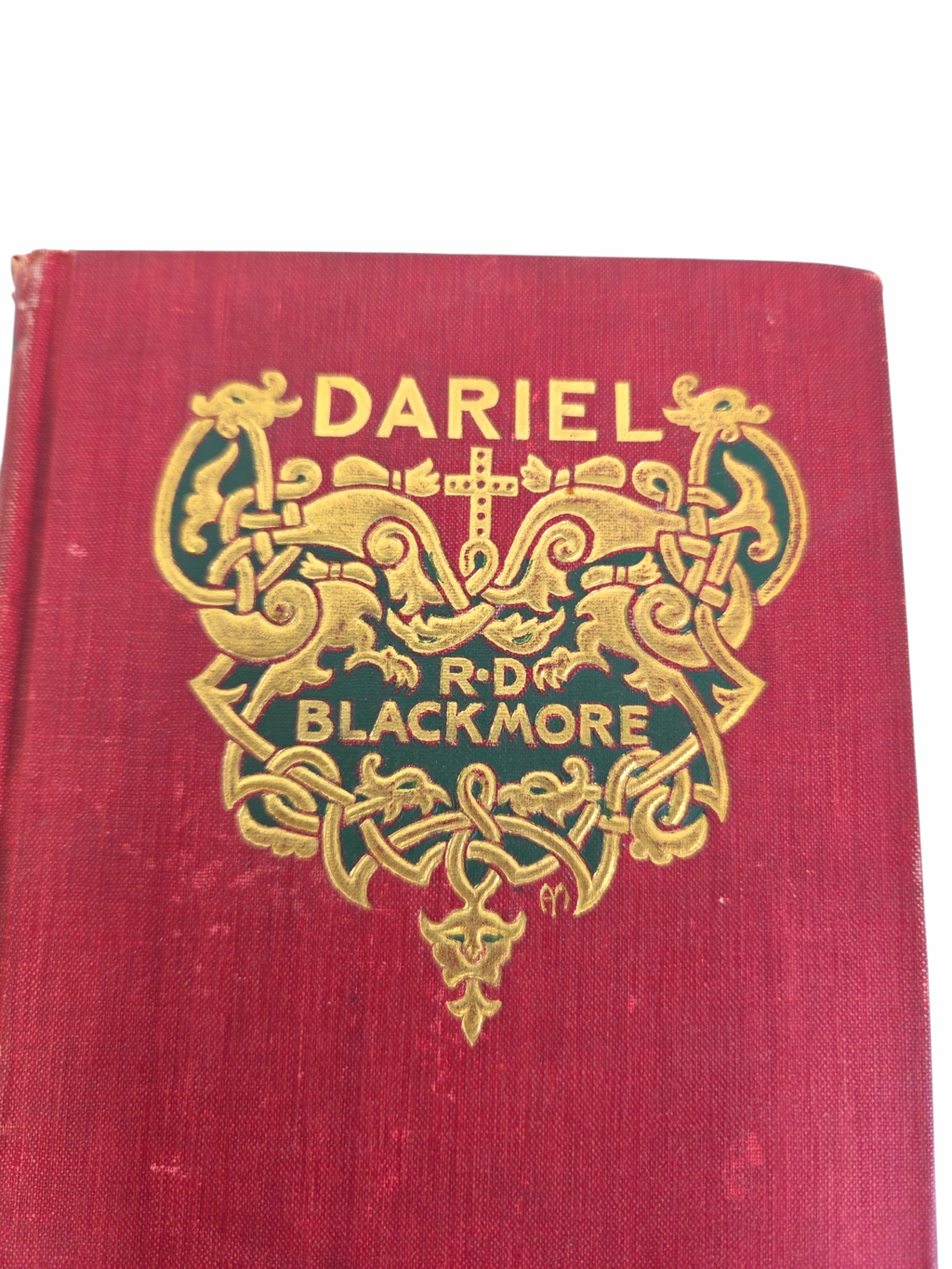 Oddly Darling Vintage antique Dariel hardcover book with red cloth cover and ornate gold-embossed Victorian detailing