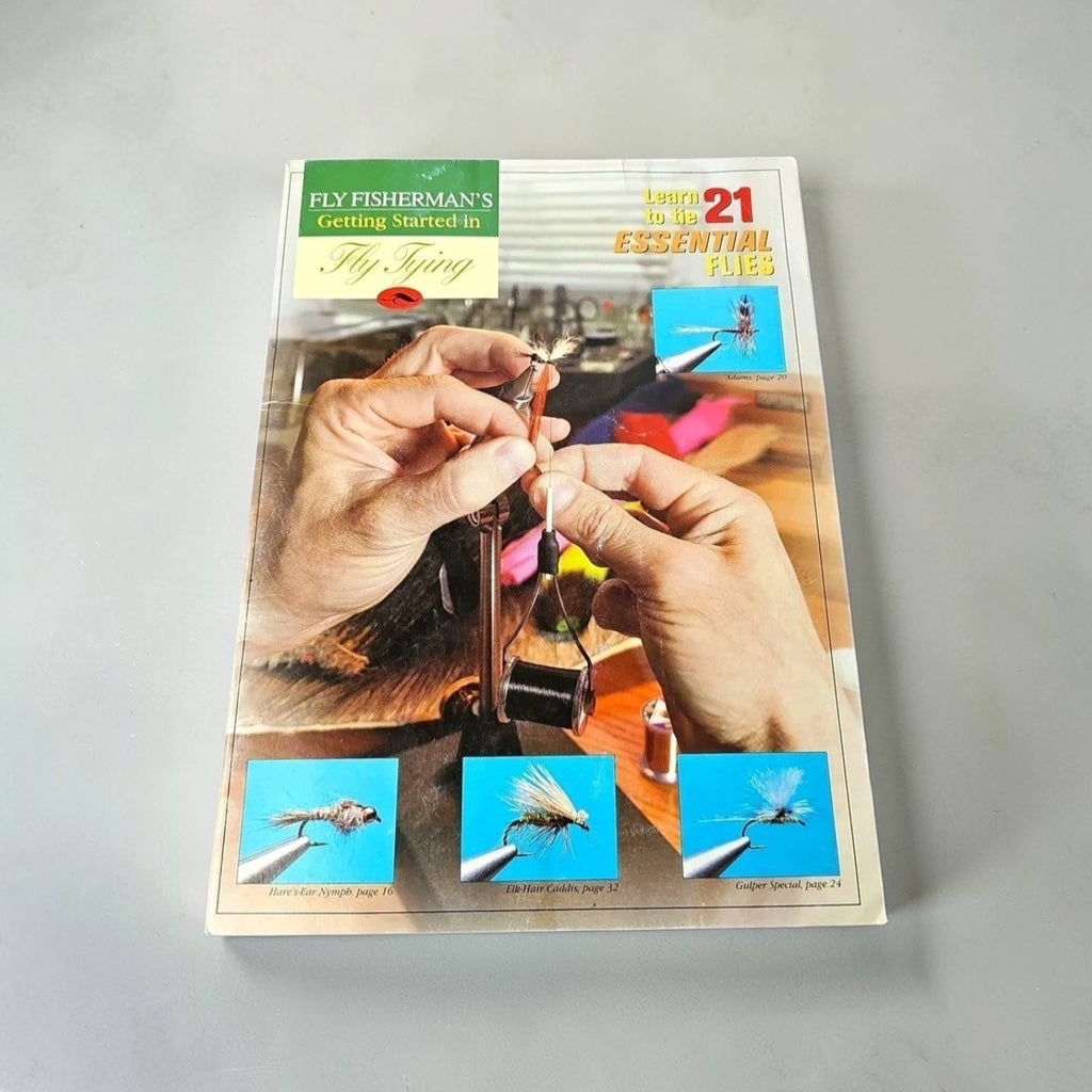 Oddly Darling Vintage instructional guidebook for fly tying featuring step-by-step photos of 21 essential fly patterns.
