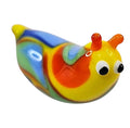 Oddly Darling Vintage handcrafted glass snail figurine with vibrant yellow, orange, blue, and green swirling colors.