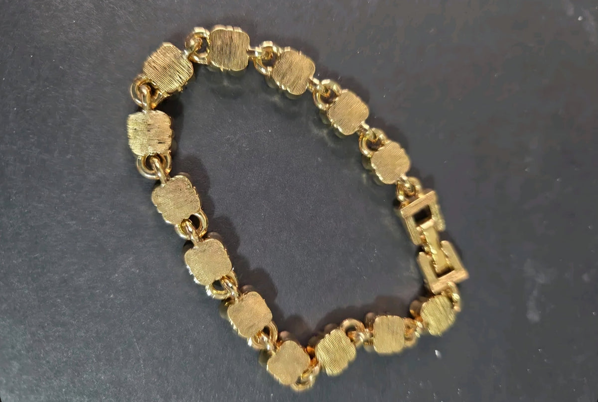 Oddly Darling Vintage gold-tone link bracelet with textured square links and a secure fold-over clasp