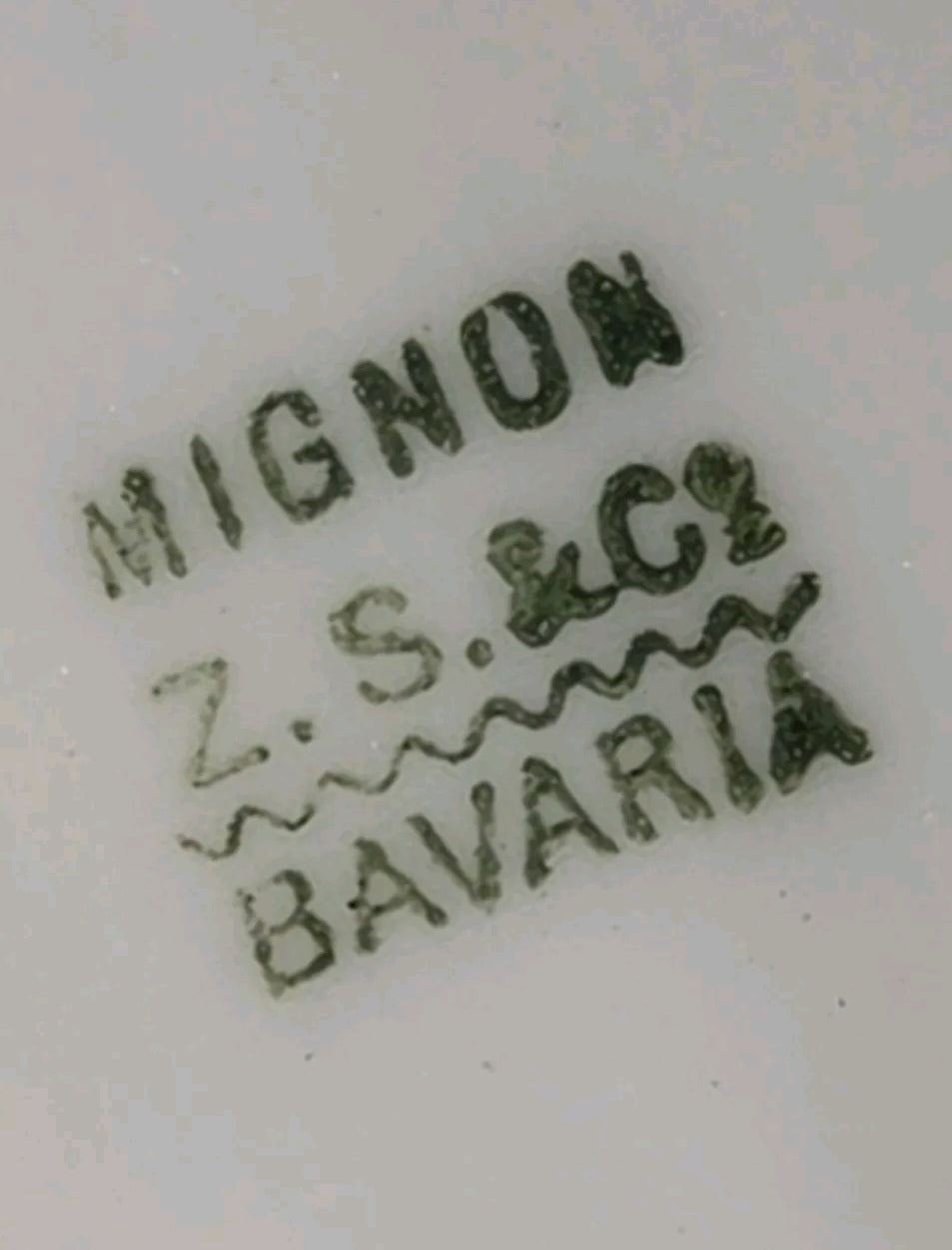 Oddly Darling Vintage Z.S. & Co. Mignon Bavaria porcelain maker's mark stamp on the underside of a vintage tray