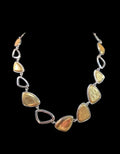 Oddly Darling Vintage mixed-metal statement necklace with alternating silver-tone and textured gold-tone geometric links