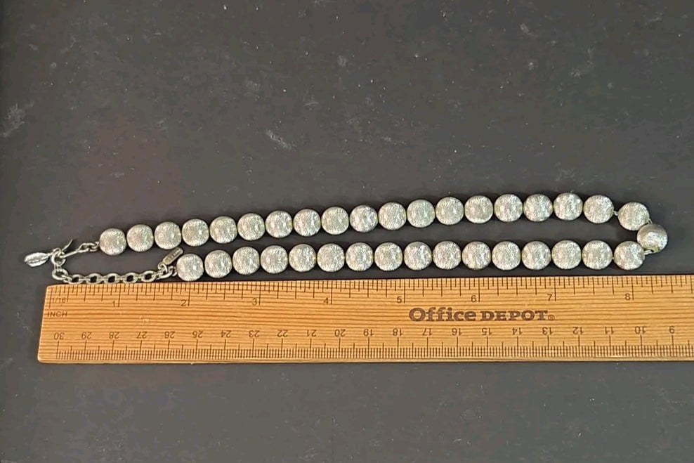 Oddly Darling Vintage Monet silver-tone statement necklace with textured spherical beads and adjustable chain link