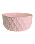 Oddly Darling Vintage pale pink ceramic bowl planter with a raised diamond geometric texture for indoor plants.