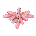 Oddly Darling Vintage brooch featuring pastel pink marquise-cut cabochon stones in a gold-tone floral cluster setting.