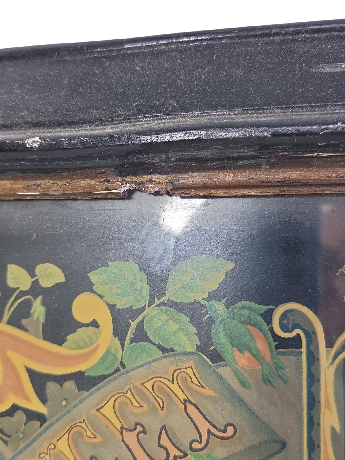 Oddly Darling Vintage Sweet Rest in Heaven motto showing the dark frame corner detail.