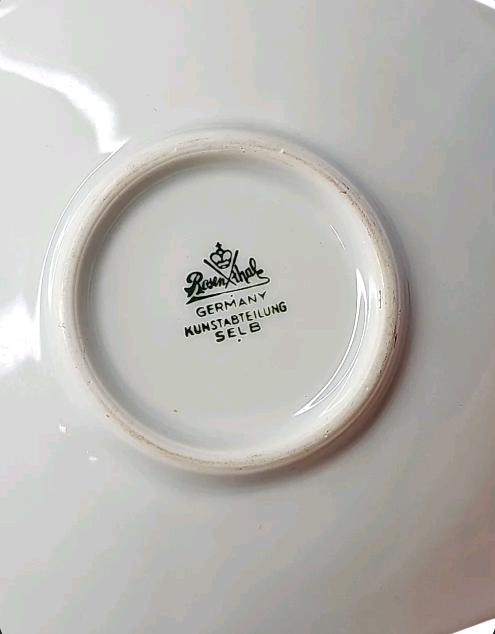 Oddly Darling Vintage Rosenthal Kunstabteilung Selb porcelain maker mark on the base of a vintage teacup