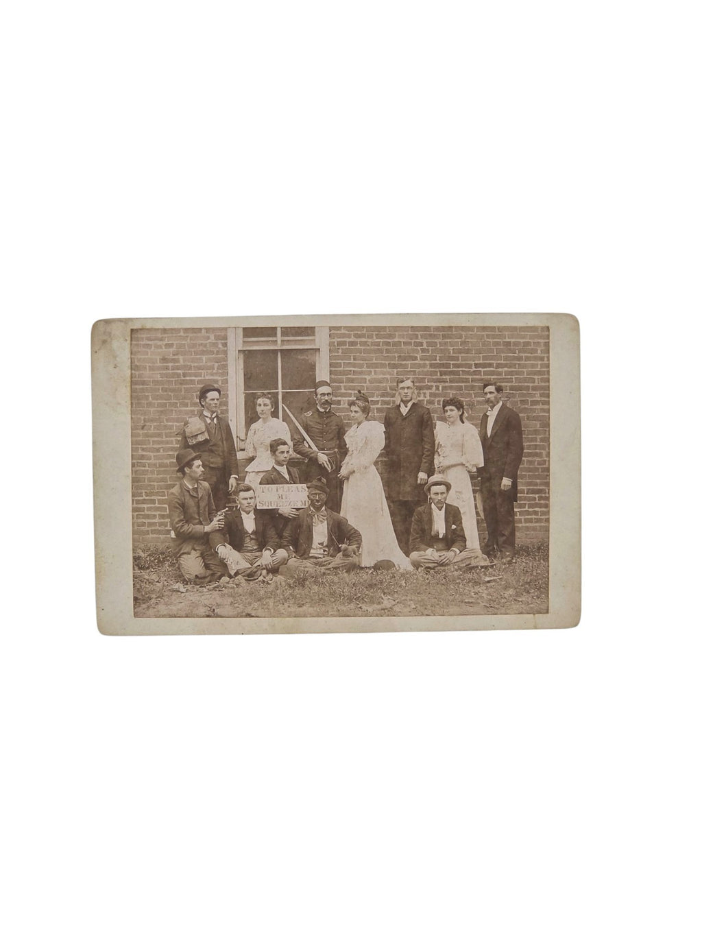 Oddly Darling Vintage antique Victorian cabinet card photograph of a group in theatrical costumes in Bremen Kentucky