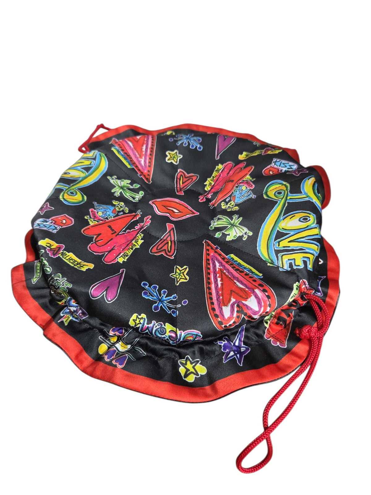 Brighton Drawstring Jewelry Organizer Pouch | Graffiti Print Lay-Flat Travel Bag