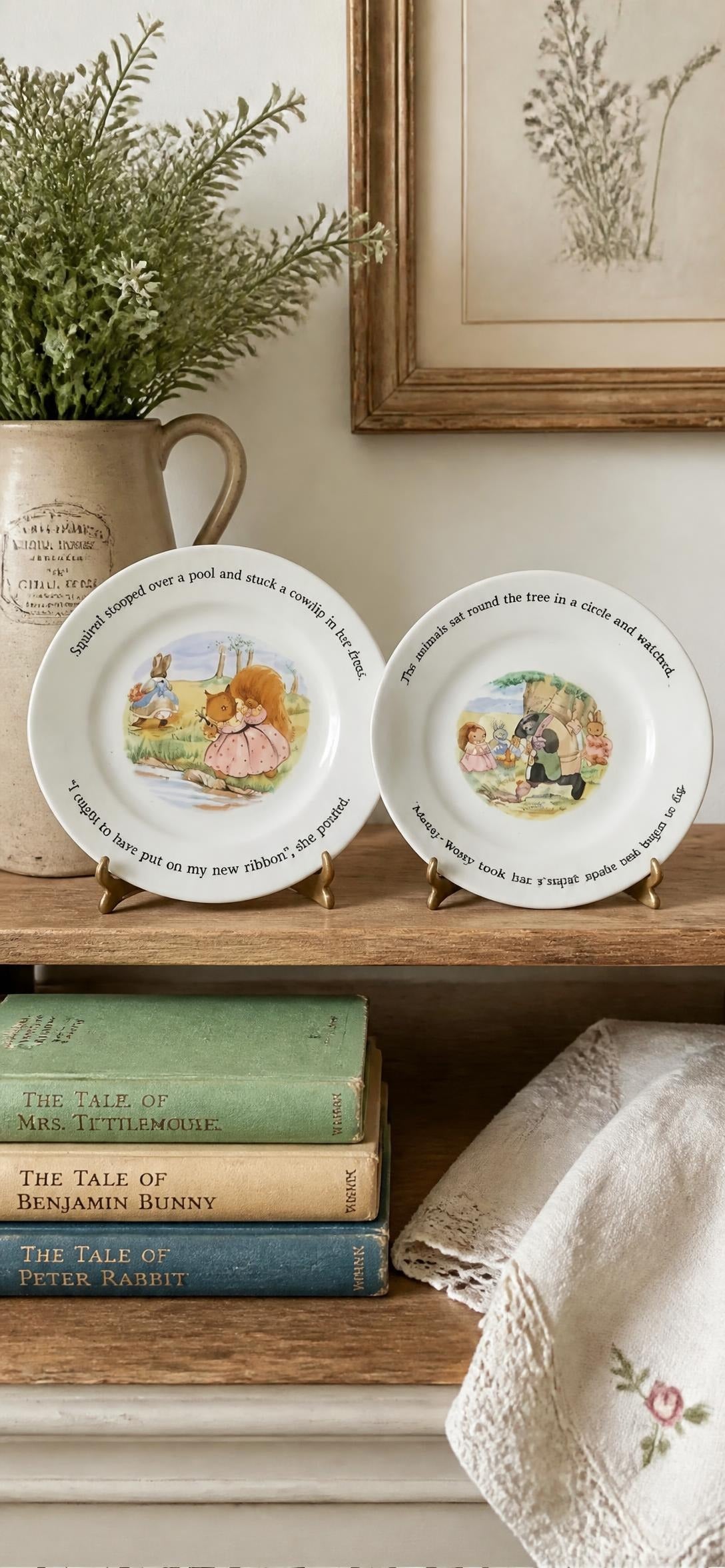 Oddly Darling Vintage Little Grey Rabbit children's ceramic dish set, made in England