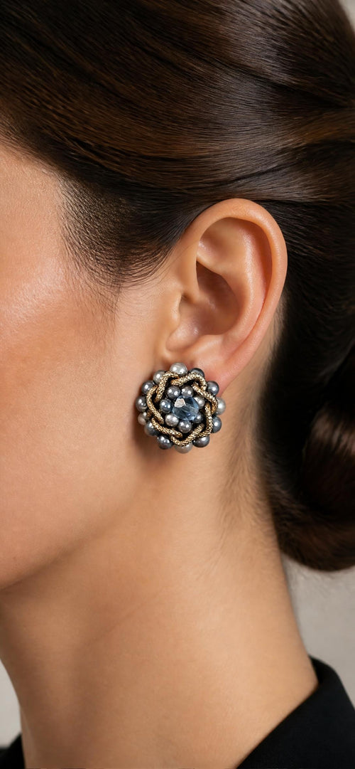 Oddly Darling Vintage Beaded cluster clip-on earrings