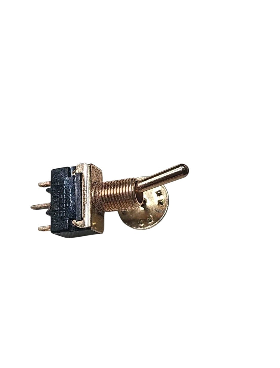 Vintage Carlingswitch Toggle Switch Lapel Pin | Working Miniature Switch | Gold Tone & Black | Nearly 1.5" | Signed