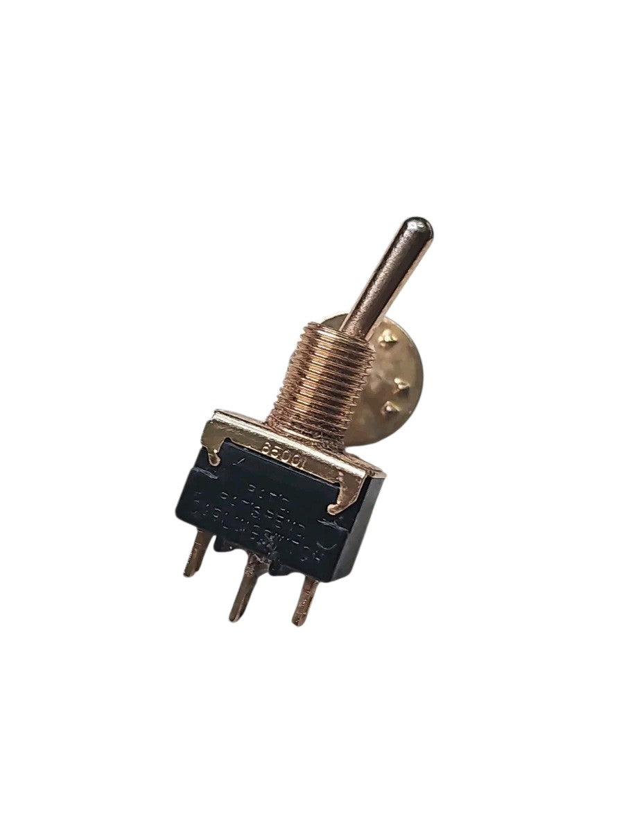 Vintage Carlingswitch Toggle Switch Lapel Pin | Working Miniature Switch | Gold Tone & Black | Nearly 1.5" | Signed
