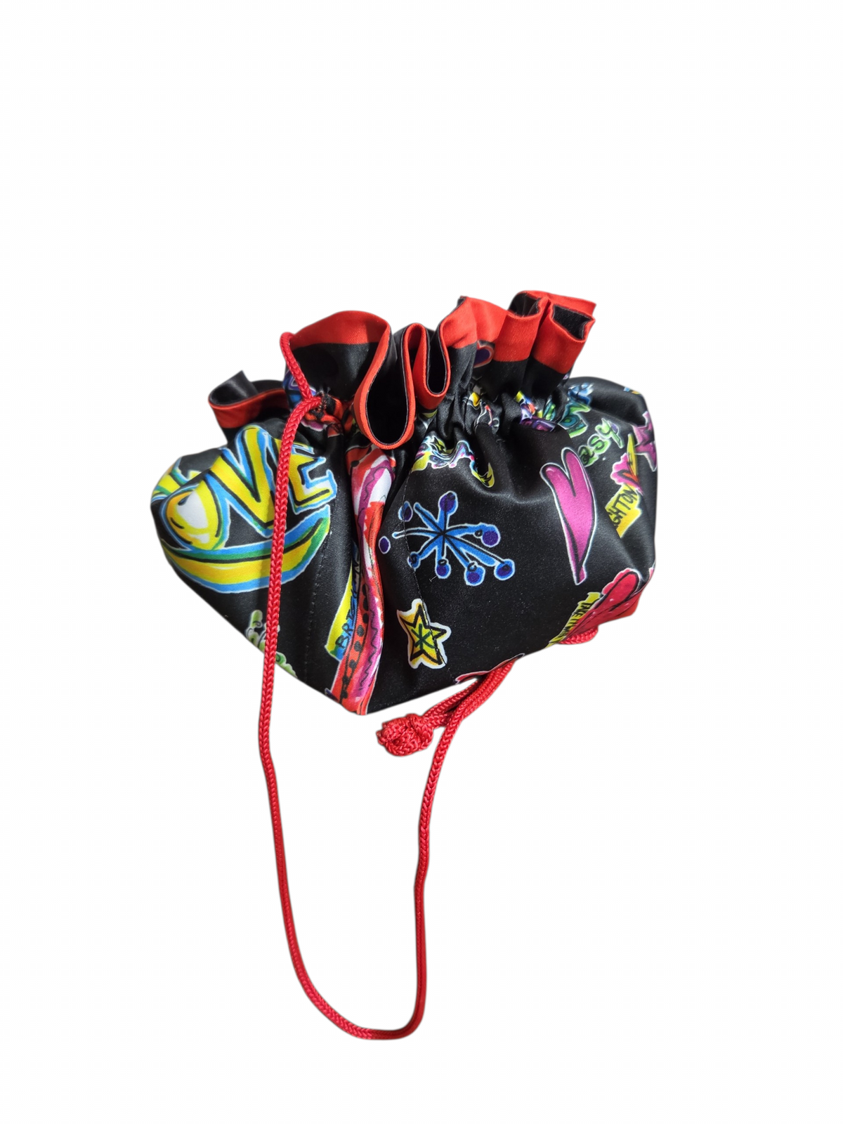 Brighton Drawstring Jewelry Organizer Pouch | Graffiti Print Lay-Flat Travel Bag