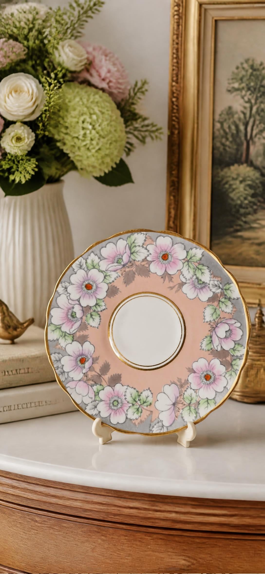 Oddly Darling Vintage Royal Stafford Bone China Saucer, vintage floral 7751 pattern