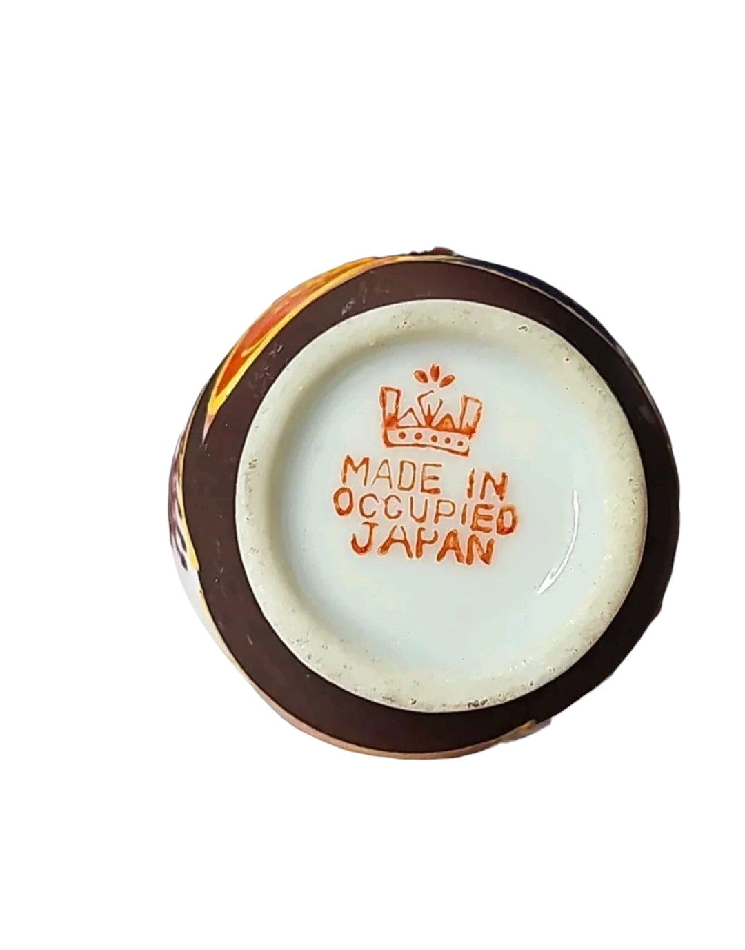 Occupied Japan Porcelain Miniature Vase | Hand-Painted Portrait | Dark Brown Matte & Gold | 2.5" | c.1945–1952