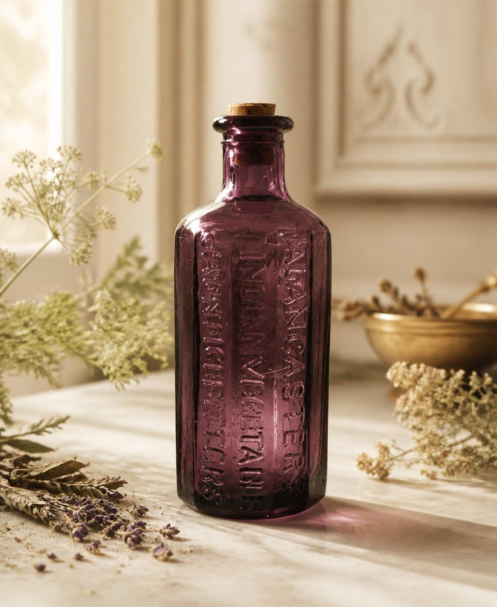 Oddly Darling Vintage Antique purple amethyst Lancaster's Indian Vegetable Jaundice Bitters bottle