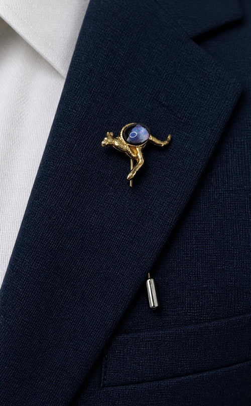 Oddly Darling Vintage Australian kangaroo stick pin with raw opal chunk