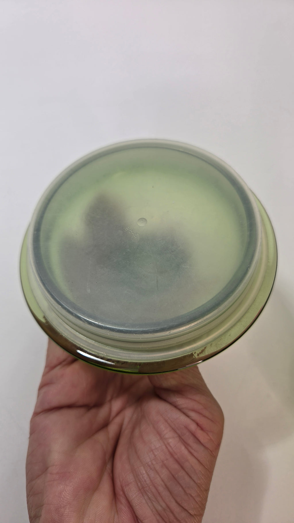 Vintage Anchor Hocking Rain Flower Canister | Avocado Green Glass Jar with Flower Knob Lid | 1970s | 9" | Rim Flaws Noted