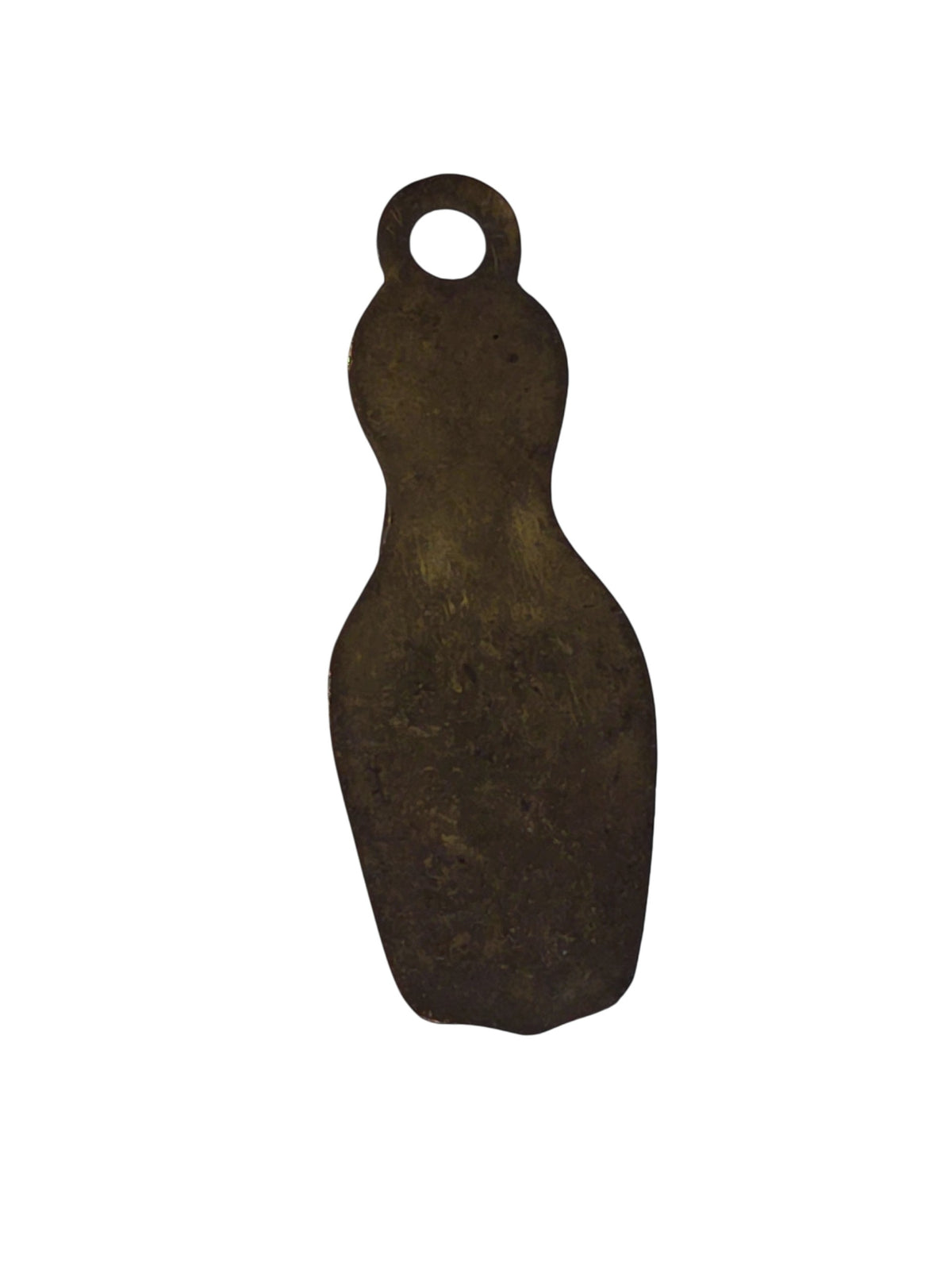 Brass hand clip beside a ruler, about 4 3/4 inches long
